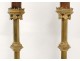 Paire bougeoirs flambeau bronze doré gothique candlestick Napoléon III XIXè