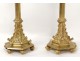 Paire bougeoirs flambeau bronze doré gothique candlestick Napoléon III XIXè