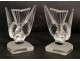 Pair of Bookends Lalique Crystal Swallows 20th