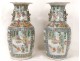 Pair of Chinese porcelain vases great characters Canton dragons 19th China