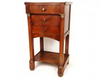 Bedside Empire walnut table nineteenth century bronze columns