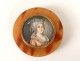 Petite boîte ronde miniature peinte portrait jeune femme Sicard XIXème