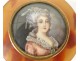 Petite boîte ronde miniature peinte portrait jeune femme Sicard XIXème