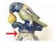 Pot couvert vase potiche faïence Delft oiseau perroquet fleurs XIXè siècle