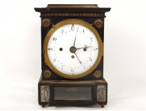 Superbe pendule borne quantième acajou bronze personnage antique clock XIXè