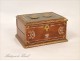 Leather jewelry box decorated with medallions in gilt bronze, 19th