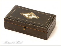 Wooden box, inlaid and polished brass, Napoleon III, 19th