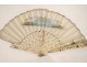 Eventail gravure aquarellée scène champêtre personnages french fan XIXème