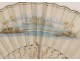 Eventail gravure aquarellée scène champêtre personnages french fan XIXème