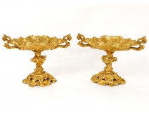 Superb pair cassolettes gilt bronze cups Napoleon III nineteenth shells