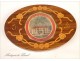 English mahogany oval box, with flowers, 19th