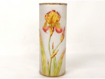 Baccarat crystal vase roll Montjoye iris flowers Art Nouveau XIXth century