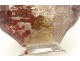 Coupe cristallerie Clichy verre coloré dorure feuillage antique glass XXème