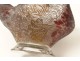 Coupe cristallerie Clichy verre coloré dorure feuillage antique glass XXème