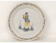 Nevers faience plate characters acrobat tambourine eighteenth century