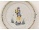 Nevers faience plate characters acrobat tambourine eighteenth century