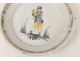 Nevers faience plate characters acrobat tambourine eighteenth century