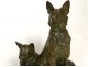 Bronze Sculpture two sheepdogs L.Richer animal sculptor XXth