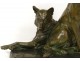 Bronze Sculpture two sheepdogs L.Richer animal sculptor XXth