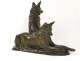 Bronze Sculpture two sheepdogs L.Richer animal sculptor XXth