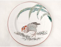 Assiette faïence Bordeaux Vieillard modèle Grands Oiseaux Millet dindon 19è