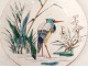 Old man earthenware dessert plate Bordeaux Grands Birds Millet heron 19th