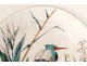 Old man earthenware dessert plate Bordeaux Grands Birds Millet heron 19th