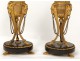 Pair of gilt bronze candlesticks cassolettes rams marble Napoleon III nineteenth