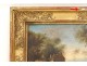 HST landscape painting French School boat framework characters stuccoed XIX