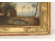 HST landscape painting French School boat framework characters stuccoed XIX