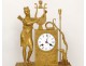 Pendule bronze doré Diane chasseresse chien lyre arc Ier Empire clock XIXè