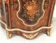 Bronze inlaid wood furniture caryatids supporting marble Napoleon III nineteenth