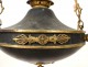 Petit lustre suspension Empire tôle bronze doré palmettes XXème siècle