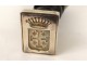 Sceau cachet métal argenté bois blason armoiries antique french seal XIXè