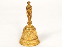 Gilt bronze bell ceremony woman flowers french antique bell XIX