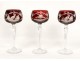 3 verres du Rhin cristal taillé couleur oiseaux faisans Bohême crystal XXè