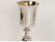 Large silver chalice Coq bronze french antique chalice Paris XVIII