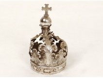 Couronne italienne statue Vierge argent massif croix silver crown XVIIIème