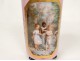 Vase rouleau porcelaine enfants fillettes paysage fleurs Napoléon III XIXè