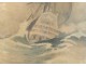 Watercolor seas marine boat boat watercolor gouache Léon Haffner twentieth