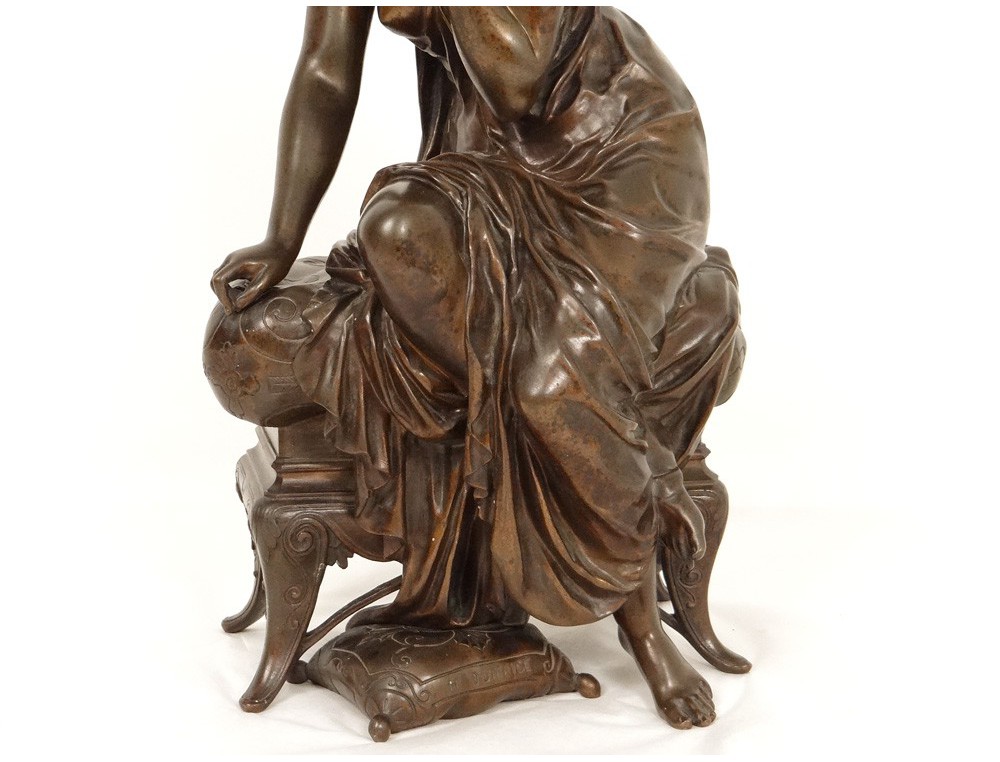 Bronze sculpture orientalist Henry Dumaige woman seat cushions XIX