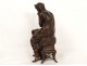 Bronze sculpture orientalist Henry Dumaige woman seat cushions XIX