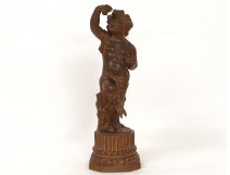 Clay sculpture wildlife young satyr H.Angel terracota nineteenth century