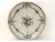 Grand plat faïence Delft bouquet fleurs fruits XVIIIème siècle