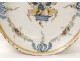 Grand plat faïence Delft bouquet fleurs fruits XVIIIème siècle