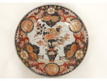 Assiette plat porcelaine imari Japon vase fleurs oiseaux phoenix XIXème