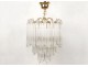 Suspension chandelier vintage gold metal crystal glass knives twentieth century