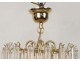 Suspension chandelier vintage gold metal crystal glass knives twentieth century