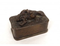 Rare Fratin small box bears bronze animal sculptor horses nineteenth tiger