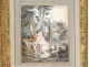 Watercolour scene torque gallant shepherdess sheep waterfall eighteenth century